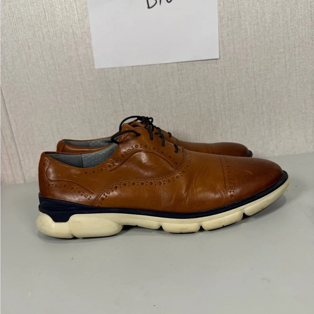 Johnston Murphy Tan Cap‎ Toe Sneakers Waterproof White Soles Mens 8M